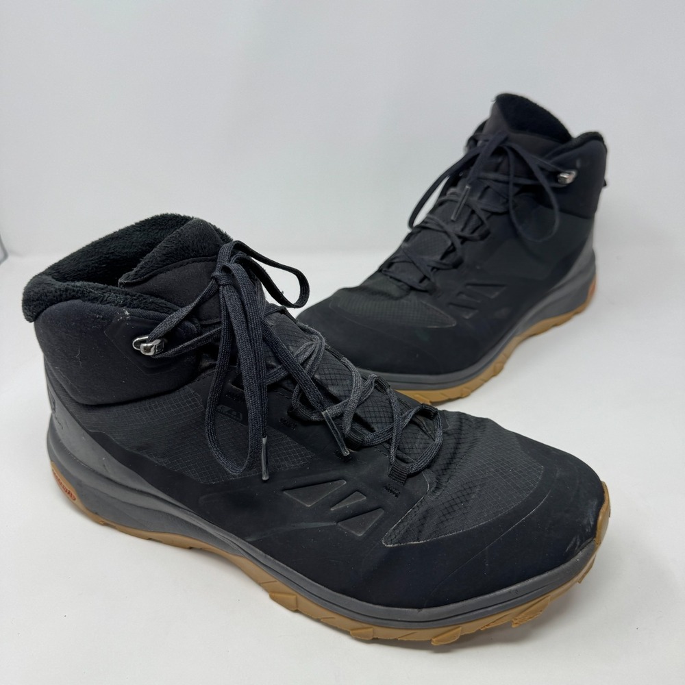 Salomon Outsnap CSWP Black Gum Hiking Trail Lace Boots Shoes‎ Men's Size 11.5